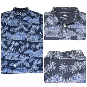 Tommy Bahama - Mens Polo Size Medium - Islands & Sale Boats All Over - Blue